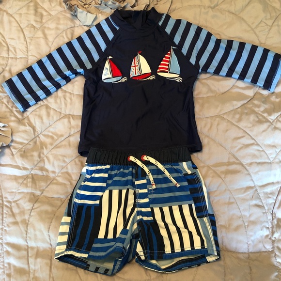 Coordinated Infant Rashguard and Swim Trunk Bundle - Picture 1 of 4